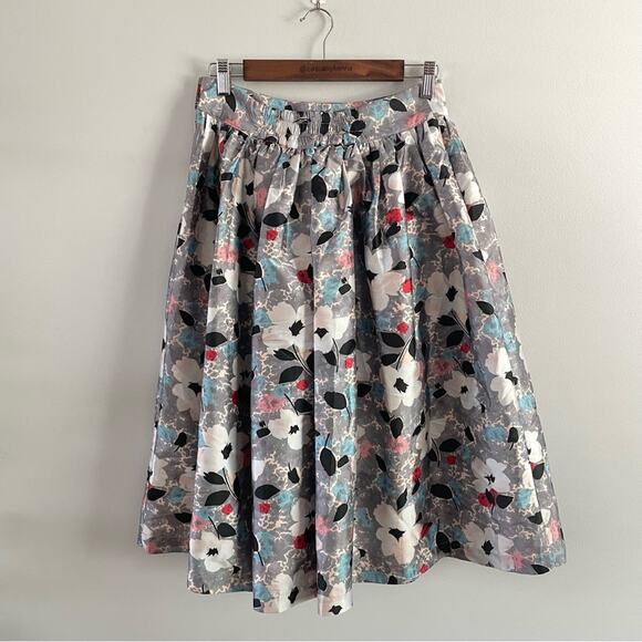Frances Valentine | Womens Barbara Midi Skirt Poppy Party Silver Floral Elevated - Picture 9 of 10
